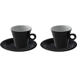 Foto van Maastricht porselein koffiekop en schotel finn colour 15 cl 15.5 cm zwart porselein 2 stuk(s)