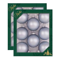 Foto van 16x stuks glazen kerstballen 7 cm starlight velvet blauw - kerstbal