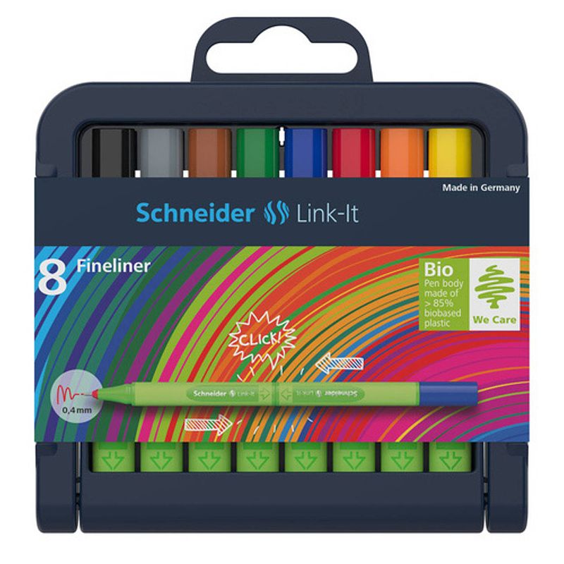 Foto van Schneider fineliner set link-it 0,4 mm rubber 8 stuks