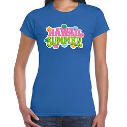 Foto van Hawaii summer t-shirt blauw voor dames m - feestshirts