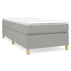 Foto van The living store boxspringbed - pocketvering - middelhard - huidvriendelijk - lichtgrijs - 193x90x35cm - the living