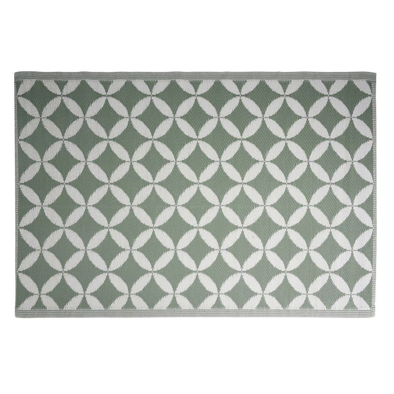 Foto van 4goodz vloerkleed outdoor buitenkleed cirkel/ruit 160x220 cm - groen