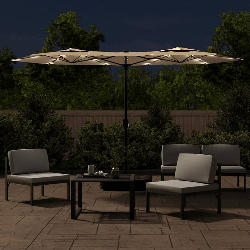 Foto van Infiori parasol dubbel met led'ss 316x240 cm taupe