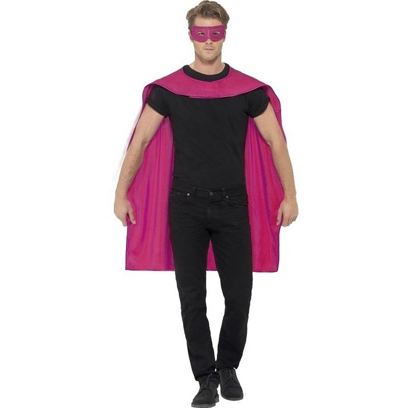 Foto van Roze superhelden cape met masker - carnavalskostuums