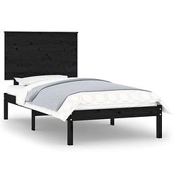 Foto van Vidaxl bedframe massief hout zwart 75x190 cm 2ft6 small single