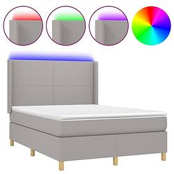 Foto van The living store boxspring - led - pocketvering - 140x200 cm - lichtgrijs