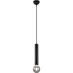 Foto van Led hanglamp - hangverlichting - trion claro - e27 fitting - 1-lichts - rond - mat zwart - aluminium