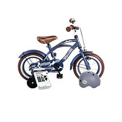 Foto van Volare kinderfiets blue cruiser - 12 inch - blauw - inclusief fietshelm + accessoires