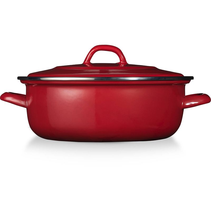 Foto van Blokker emaille braadpan - ø 28 cm - rood