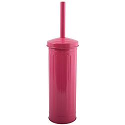 Foto van Msv industrial toilet/wc-borstel houder - metaal - fuchsia roze - 38 cm - toiletborstels