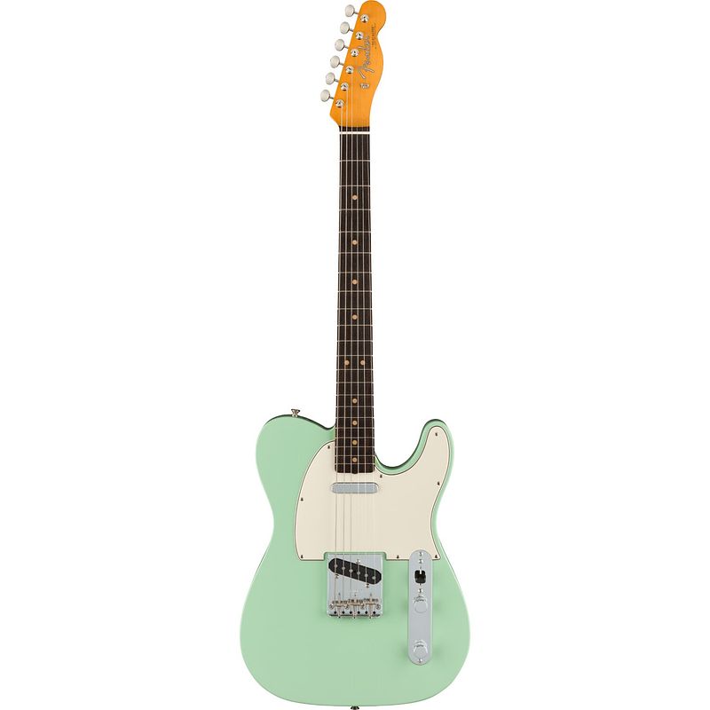 Foto van Fender american vintage ii 1963 telecaster surf green rw elektrische gitaar met koffer