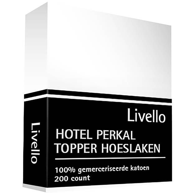 Foto van Livello hoeslaken topper perkal wit 90 x 200 cm