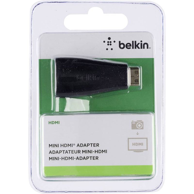 Foto van Belkin f3y042bt hdmi adapter [1x hdmi-stekker c mini - 1x hdmi-bus] zwart vergulde steekcontacten