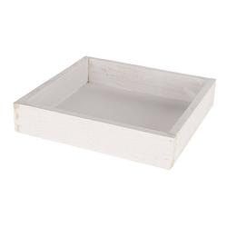 Foto van Houten kaarsenbord/plateau vierkant white wash 20 x 20 cm - kaarsenplateaus