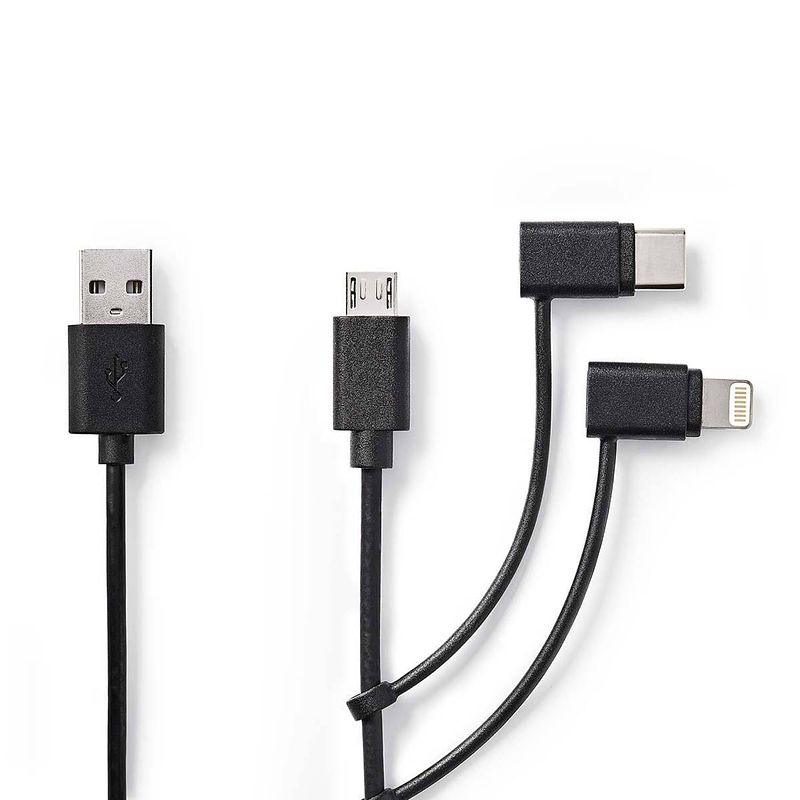 Foto van Nedis 3-in-1-kabel - zwart - 1.00 m