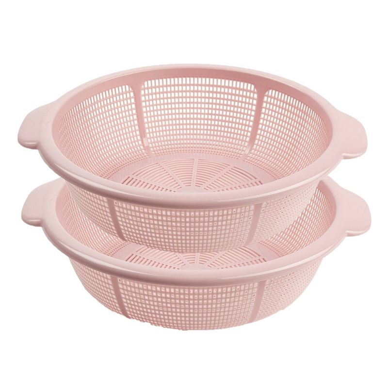 Foto van Forte plastics set van 2x stuks kunststof keuken vergiet van 31 x 9.5 cm roze - vergieten