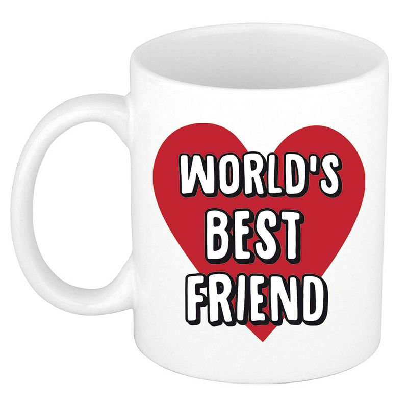 Foto van Bellatio decorations cadeau koffiemok voor beste vriend of vriendin - worlds best friend - 300 ml - feest mokken