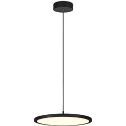 Foto van Led hanglamp - hangverlichting - trion trula - 29w - warm wit 3000k - dimbaar - rond - mat zwart - aluminium