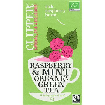 Foto van Clipper raspberry & mint organic green tea 20 stuks bij jumbo