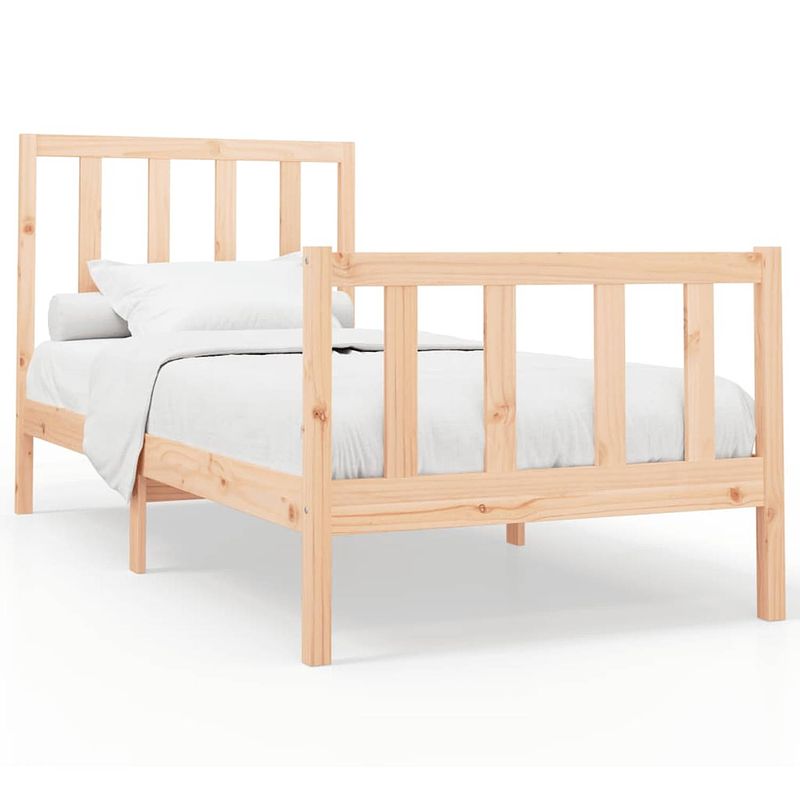 Foto van The living store houten bedframe - massief grenenhout - 205.5 x 96 x 69.5 cm - comfortabel hoofdeinde