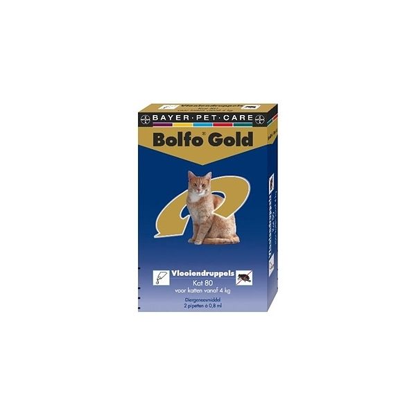 Foto van Bolfo gold druppels kat 80, 2 pipetjes