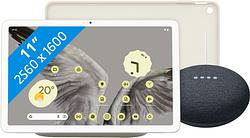 Foto van Google pixel tablet 256gb wifi crème + pixel tablet back cover crème + nest mini grijs