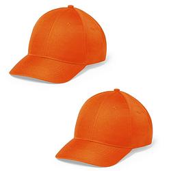 Foto van 2x stuks oranje 6-panel baseballcap voor volwassenen - verkleedhoofddeksels