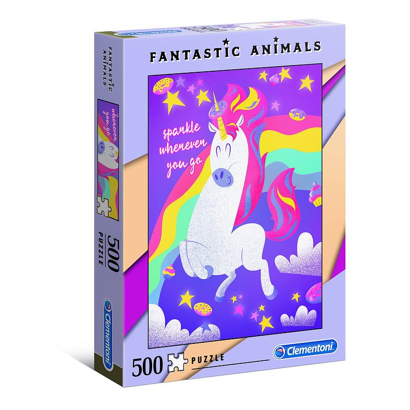 Foto van Clementoni puzzel fantastic animals 500 stukjes eenhoorn