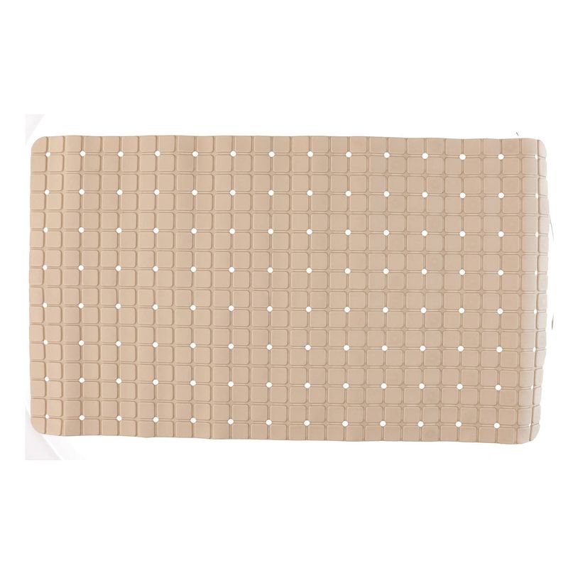 Foto van Badmat/douchemat anti-slip beige vierkant patroon 69 x 39 cm - badmatjes