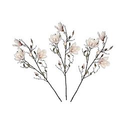 Foto van 3 stuks magnolia beverboom kunstbloemen takken 90 cm decoratie - kunstplanten