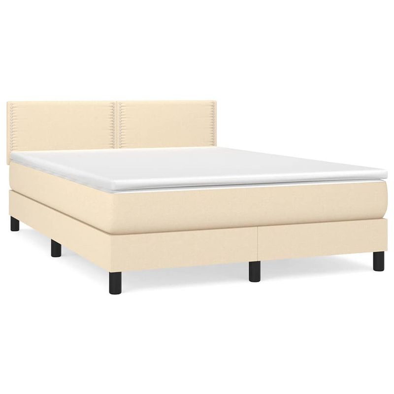 Foto van The living store boxspring - crème - 203 x 144 x 78/88 cm - pocketvering