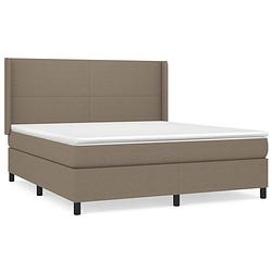 Foto van The living store boxspring met matras stof taupe 160x200 cm - bed