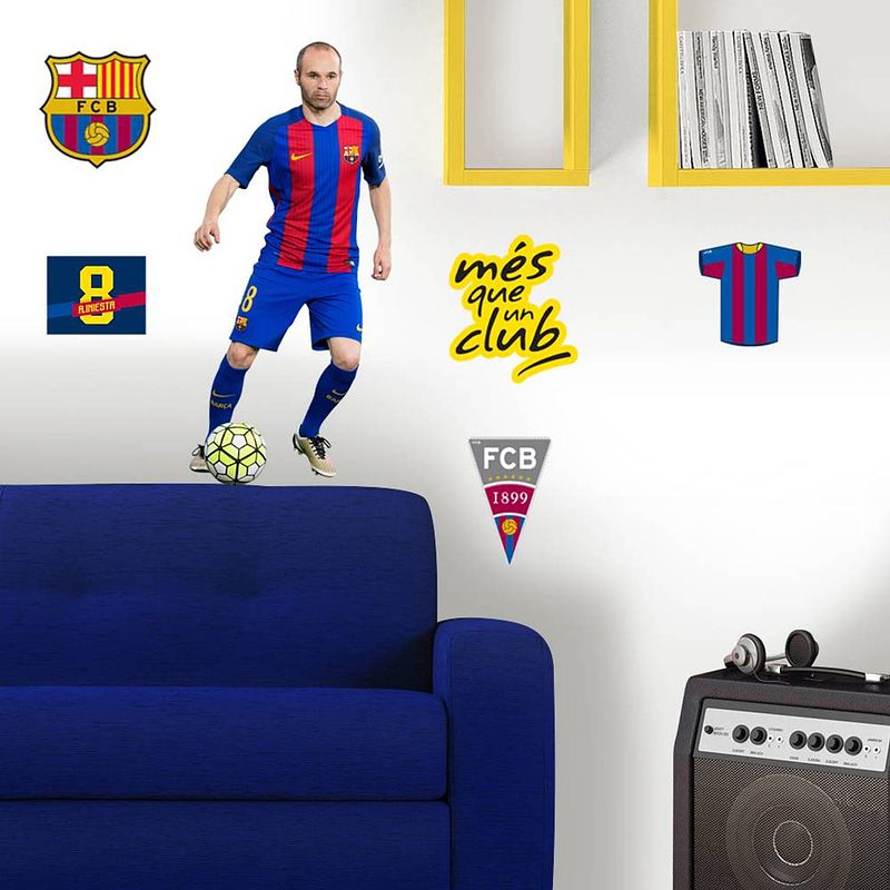 Foto van Fc barcelona iniesta - muursticker - 70 x 50 cm - multi