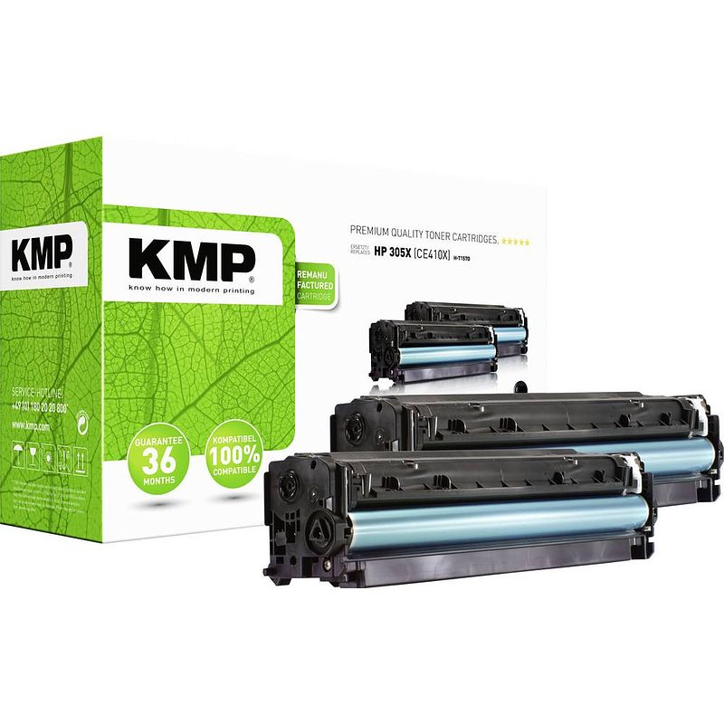 Foto van Kmp h-t157d tonercassette 2-pack vervangt hp 305x, ce410x zwart 4900 bladzijden compatibel toner set van 2