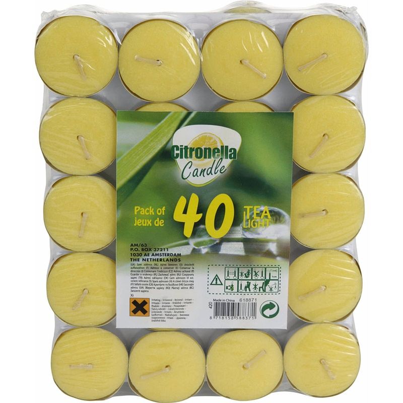 Foto van Geurkaarsjes citronella 40 stuks - citroengeur theelichten