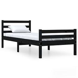 Foto van The living store houten bedframe - eenpersoons - 90 x 190 cm - zwart