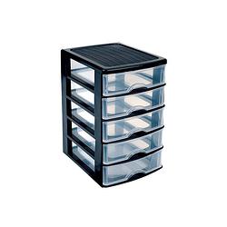 Foto van Zwarte/transparante ladeblok/bureau organizer 21 x 17 x 28 cm - ladeblok