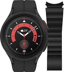 Foto van Samsung galaxy watch5 pro 4g zwart 45mm + galaxy watch5 pro titanium bandje zwart 20mm