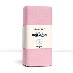 Foto van Loom one hoeslaken - 100% jersey katoen - 120x200 cm - tot 25cm matrasdikte- 160 g/m² - roze