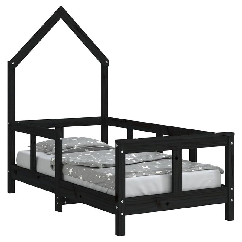 Foto van Vidaxl kinderbedframe 70x140 cm massief grenenhout zwart