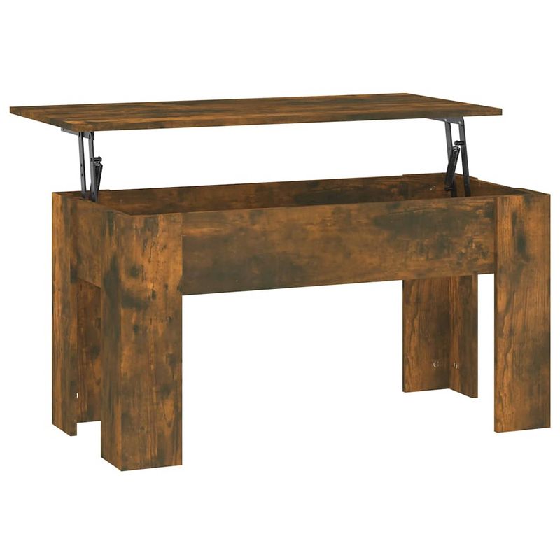 Foto van The living store lift-top salontafel - gerookt eiken - 101 x 49 x 52 cm