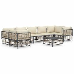 Foto van Vidaxl 8-delige loungeset met kussens poly rattan antracietkleurig