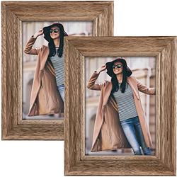 Foto van 2x stuks houten fotolijst bruin geschikt voor een foto van 20 x 30 cm - fotolijsten