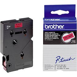 Foto van Brother tc-401 labeltape tapekleur: rood tekstkleur: zwart 12 mm 7.7 m