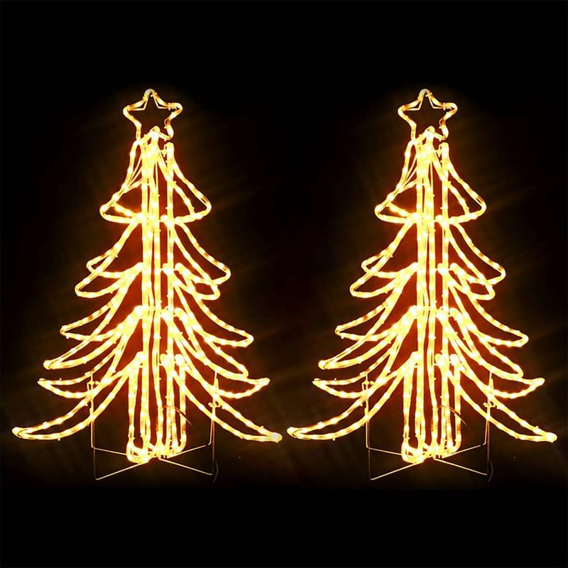 Foto van Vidaxl kerstfiguur boom 2 st inklapbaar met led'ss 87x87x93 cm warmwit