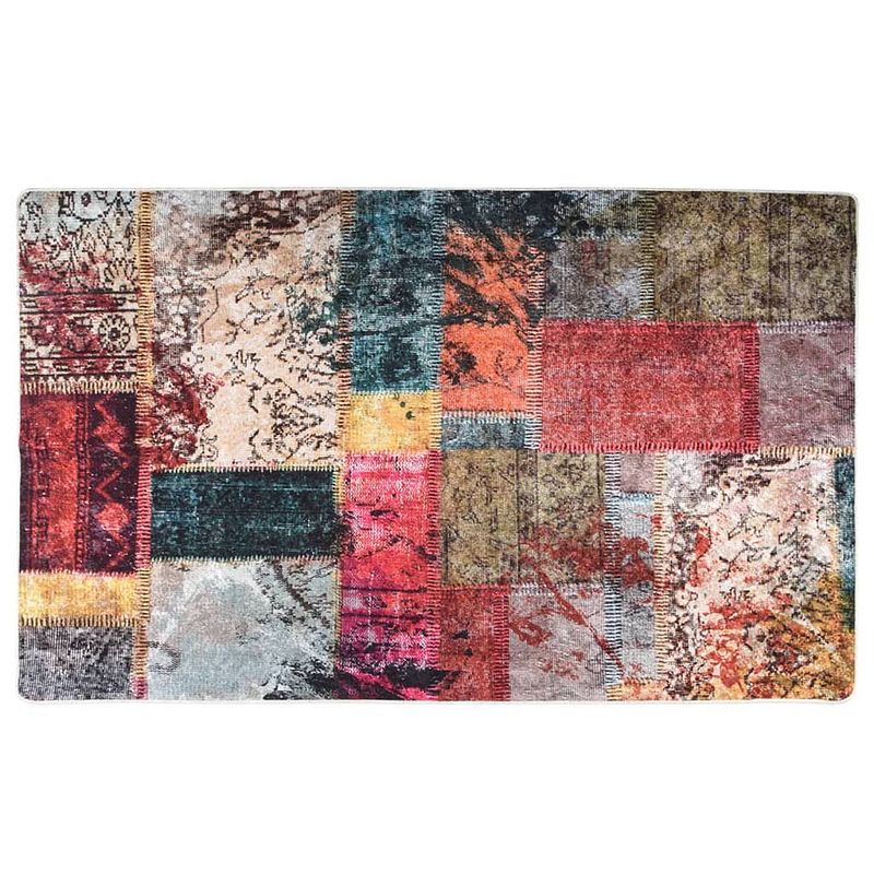 Foto van Vidaxl vloerkleed wasbaar anti-slip 120x170 cm patchwork meerkleurig