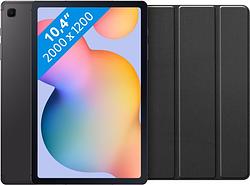 Foto van Samsung galaxy tab s6 lite (2022) 128gb wifi grijs + just in case tri-fold book case zwart