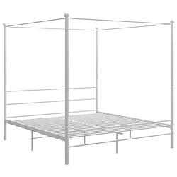 Foto van The living store bedframe - slim ontworpen met bovenframe - gepoedercoat metaal - stevige lattenbodem - wit - 208 x 186