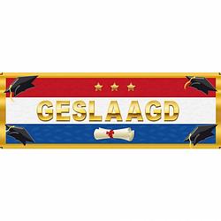 Foto van 3x stuks stickers geslaagd nederlandse vlag 19,6 x 6,5 cm - feeststickers