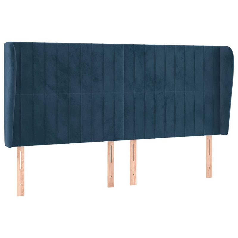 Foto van Vidaxl hoofdbord met randen 203x23x118/128 cm fluweel donkerblauw